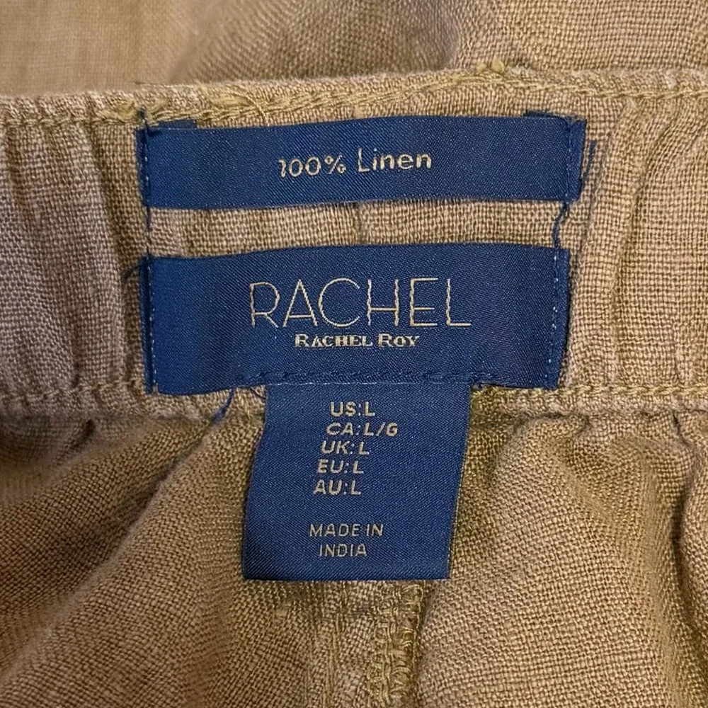 Rachel Roy Brown 100% Linen High Waisted Cropped Pants Size Large
